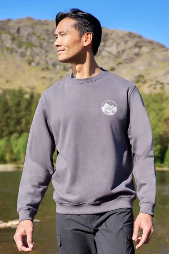 Circle Mountain Crew Neck Sweatshirt - Charcoal