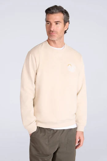 Circle Mountain Crew Neck Sweatshirt - Light Beige