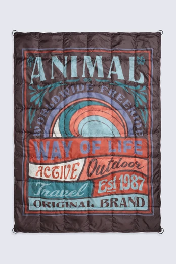 Printed Packaway Quilted Blanket - Dark Brown