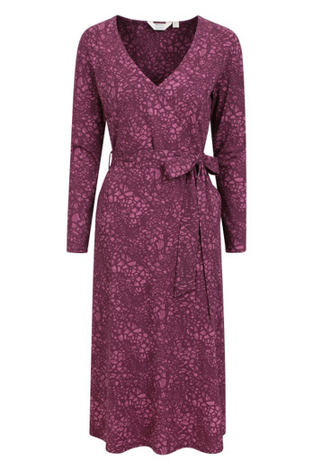 Santorini Womens Long Sleeve Midi Dress - Burgundy