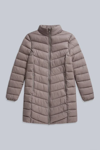 Frankie Womens Longline Padded Jacket - Taupe