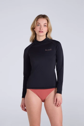 Lillie Womens Long Sleeve Rash Vest - Jet Black
