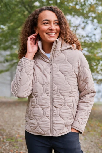 Flora Womens Puffer Jacket - Beige