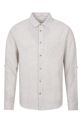 Lowe Mens Cotton Linen Stripe Shirt - Mustard