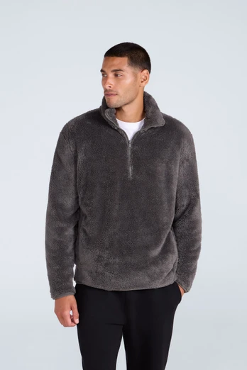 Teddy Mens Half Zip Fleece - Khaki