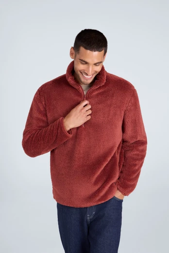 Teddy Mens Half Zip Fleece - Red