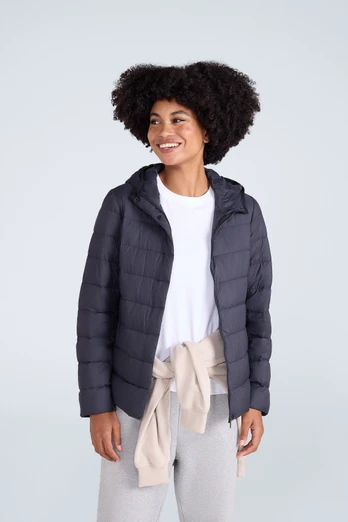 Womens Lightweight Down Packable Jacket - Black