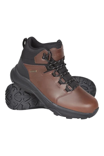 Exploration Mens Waterproof Leather Walking Boots - Brown