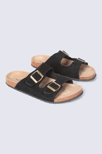 Avery Womens Casual Leather Slider - Black