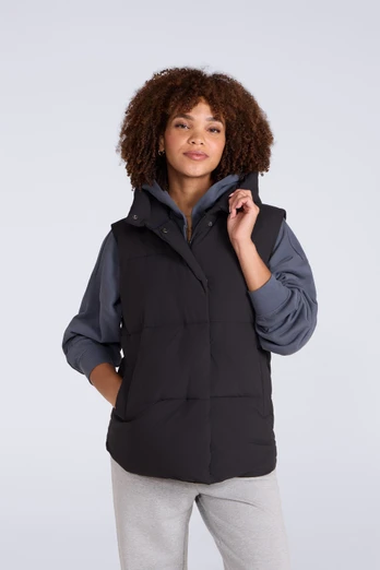 Oslo Womens Padded Gilet With Hood - Jet Black