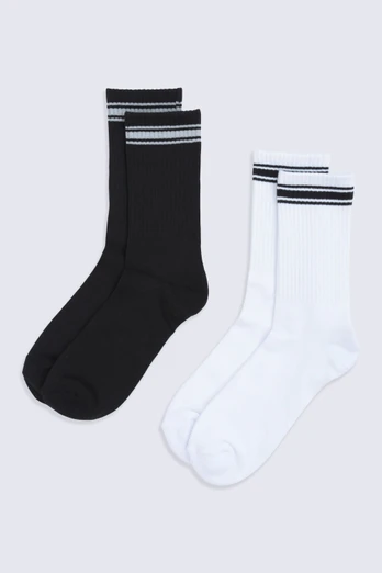 Active Mid Calf Socks - 2 Pack - White