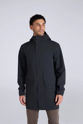 Hyde Mens Long Waterproof Jacket - Black