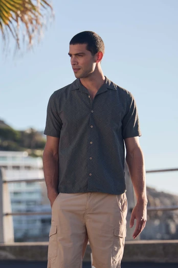 Fiji Mens Textured Shirt - Green