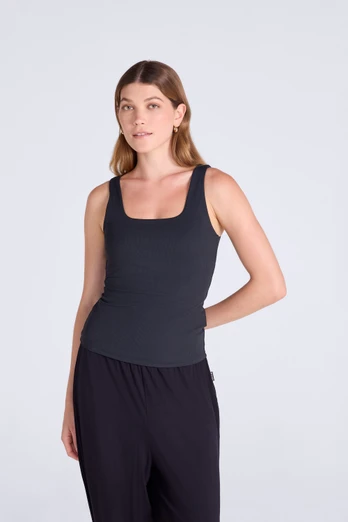Wander Rib Womens Active Vest - Black