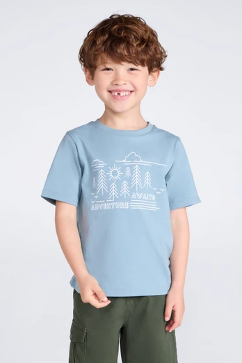 Adventure Awaits Kids Short Sleeve Tee - Pale Blue