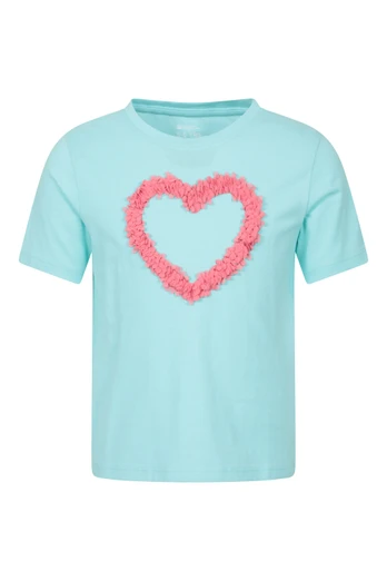 Organza Heart Kids Short Sleeve Tee - Bright Blue