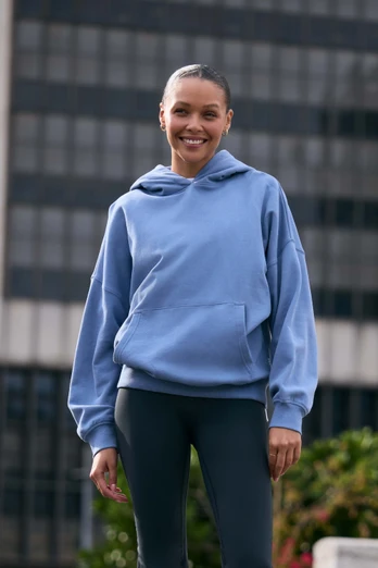 Idol Womens Drop Shoulder Hoodie - Pale Blue