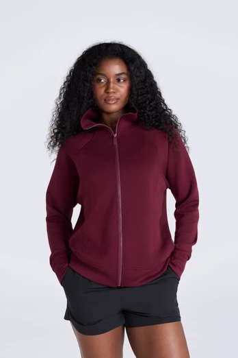 Womens Travel Full Zip Sweatshirt - Burgundy