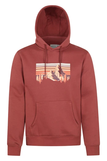 Mountain Scene Graphic Hoodie - Rust