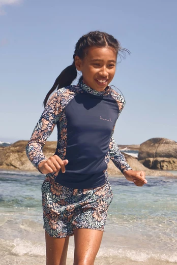 Lillie Girls Rash Vest - Navy