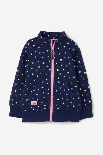 Ava Kids Full Zip Top - Navy Star Print