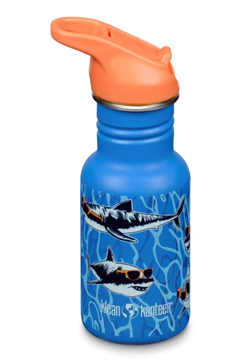 Kids Classic 355ml Water Bottle - Flip Seal Cap - Sharks in Shades