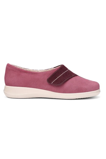 Wrap Women's Wide Fit Suede Slipper - Maroon-Dark Rose