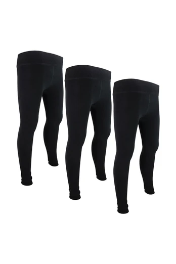 3 Pack Ladies Thermal Bottoms Leggings for Winter - Black