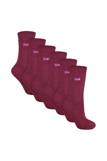 6 Pairs Ladies Soft Breathable Thermal Socks - Fuschia