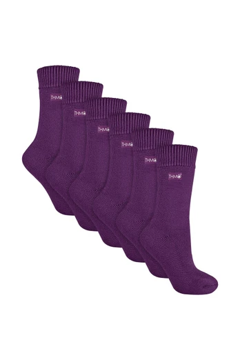 6 Pairs Ladies Soft Breathable Thermal Socks - Purple