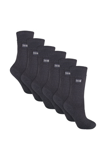 6 Pairs Ladies Soft Breathable Thermal Socks - Grey