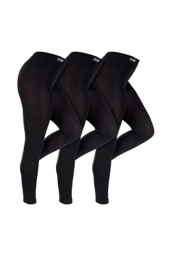 3 Pack Ladies Thermal Winter Leggings - Black