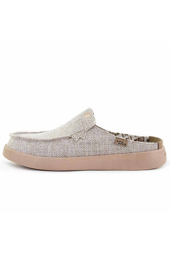 Barbeach Mens Woven Canvas Mule - Oat