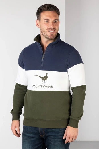 Byland Mens Sweatshirt - Pheasant Navy/White/Olive