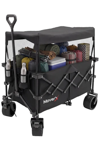 Folding Camping/Festival Trolley With Canopy 200L - Black