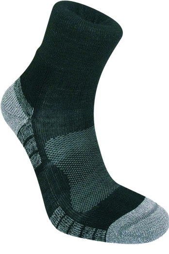 Lightweight Mens Merino Mini-Crew Walking Socks - Black/Grey