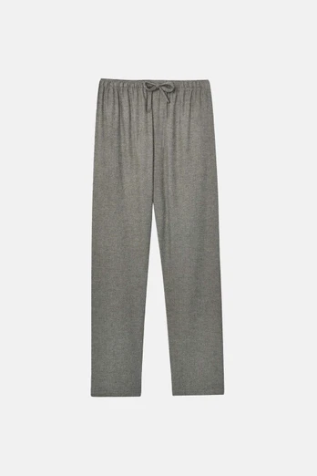 Herringbone Brushed Cotton Pyjama Trousers - Whitby Jet