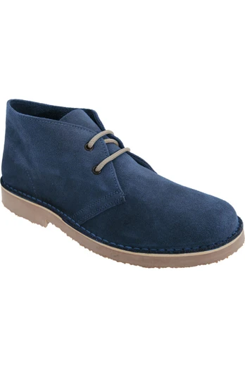 Mens Real Suede Desert Boots - Navy