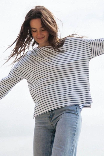 Striped Boat Neck Top - Solent Stripes