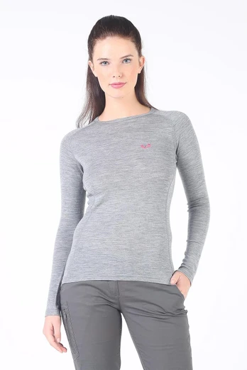 Alize Women's 100% Merino 195gsm Long Sleeve Top - Light Grey