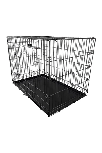 Dog Cage with Metal Tray - Black