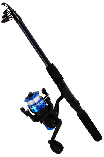 1.65m Wilderness Telescopic Rod and Reel Kids Set - Blue/5-20g
