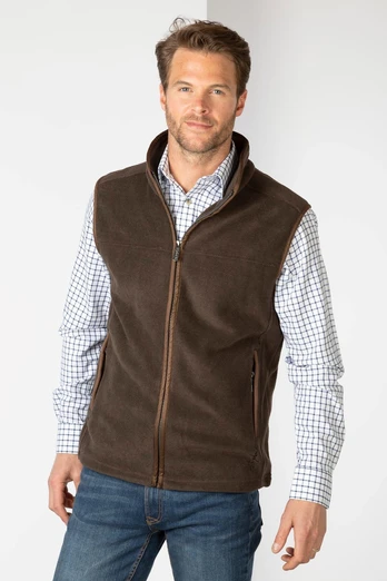 Huggate Mens Premium Fleece Waistcoat - Dark Brown