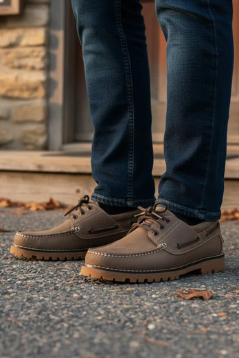 Timber Mens Premium Leather Boat Shoes - Taupe