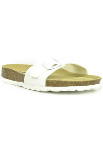 Malaga Lacquered Womens Sandals - White/Brown