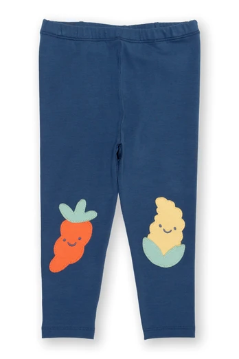 Baby/Kids 95% Organic Cotton Applique Leggings - Wonky Veg