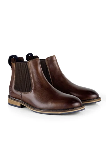 Fenwick Mens Leather Chelsea Boots - Brown