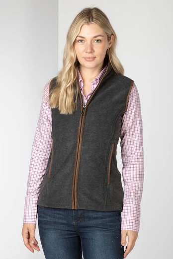Huggate Ladies Premium Fleece Waistcoat - Dark Marl Grey