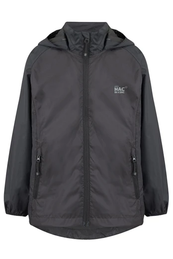 Origin Kids Mini Packable Waterproof Jacket - Black