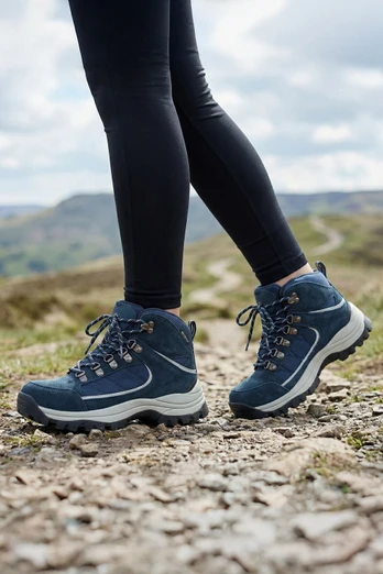 Victoria Womens Leather Waterproof Walking Boots - Navy